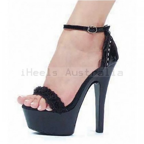 DELIGHT Sexy Black One Strap 6 Inch Platform Heels