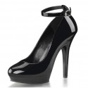 ALLURE Black 5 Inch Heel Pumps with Ankle Strap