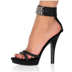 ADORE Sexy Black Sparkly Ankle Strap 5 Inch Heels