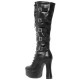 GAGA Black Matt Platform 5 Inch Block Heel Knee High Boots with Buckles Back