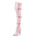 SEDUCE Pink 5 Inch Heel Thigh High Boots with Buckle 