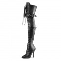 SEDUCE Black Matt 5 Inch Heel Thigh High Boots with Buckle