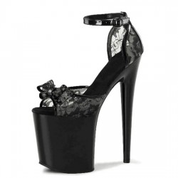 INFINITY Sexiest Black Butterfly Lace 8 Inch Platform Heels with Bow