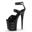 FLAMINGO Sexy Black Buckle 8 Inch Platform Heels 