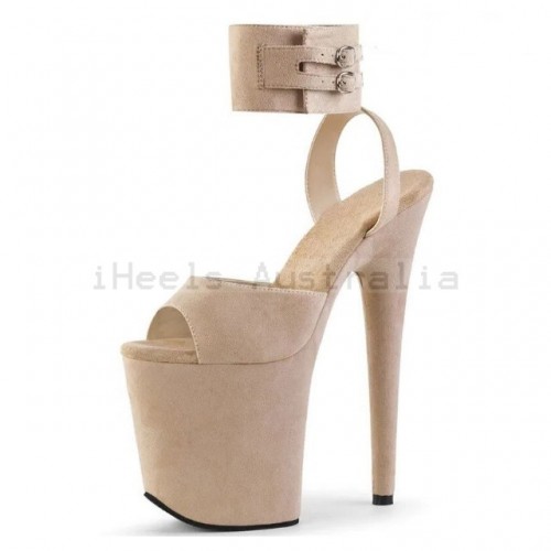 FLAMINGO Sexy Nude 8 Inch Platform Heels with Ankle Band