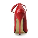 SEDUCE Sexy Red 5 Inch Heel Pumps with Ankle Strap