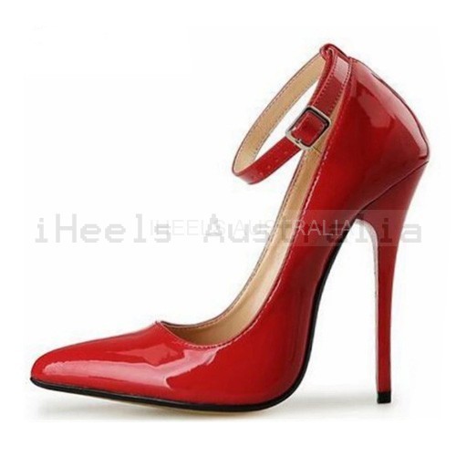 SEDUCE Sexy Red 5 Inch Heel Pumps with Ankle Strap