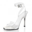 ALLURE Sexy Clear Open Toe 5 Inch High Heels with Ankle Strap