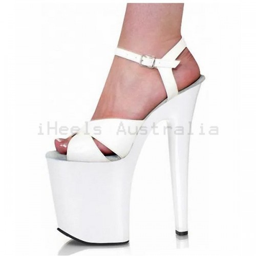 FLAMINGO White Star Strap Platform 8 Inch Stripper Heels