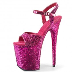 FLAMINGO Hot Pink Sparkly 8 Inch Stripper Heels