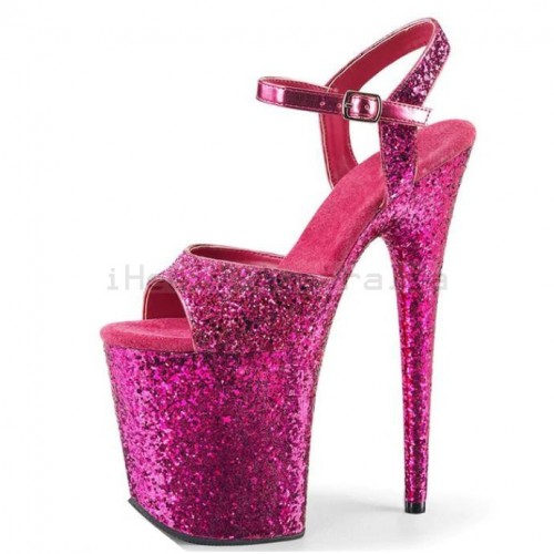 FLAMINGO Hot Pink Sparkly Platform 8 Inch Stripper Heels