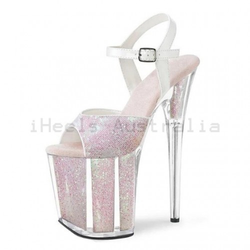 FLAMINGO Pink Opal Glitter 8 Inch Pole Dancing Heels