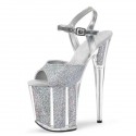 FLAMINGO Silver Opal Glitter 8 Inch Pole Dancing Heels