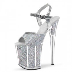 FLAMINGO Silver Opal Glitter 8 Inch Pole Dancing Heels