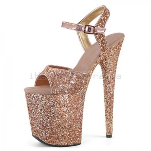 FLAMINGO Rose Gold Glitter 8 Inch Pole Dancing Heels