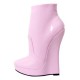 GAGA Sexy Pink 7 Inch Wedge Heel Ankle Boots