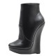 GAGA Sexy Black Matt 7 Inch Wedge Heel Ankle Boots