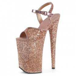 INFINITY Rose Gold Glitter 9 Inch Platform Heels