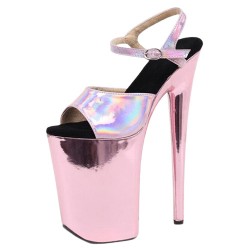 GAGA Pink Holographic 9 Inch Platform Heels