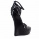 GAGA Sexy Black Closed Toe High Heel Wedges with Ankle Strap