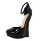 GAGA Sexy Blalck Closed Toe High Heel Wedges with Ankle Strap