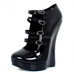 GAGA Sexy Black 7 Inch Wedge Heel Booties