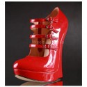 GAGA Sexy Red 7 Inch Wedge Heel Booties