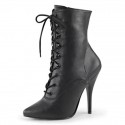 SEDUCE Sexy Black Matt Lace Up 5 Inch Heel Ankle Boots