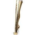 SCREAM Kinky Gold Sexy Plus Size Crotch High 8 Inch Metal Heel Boots