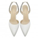 BELLA Ivory Satin Crystal Slingback Wedding High Heels 