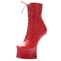 GAGA Red Patent Pony Play Boots Ankle Lace Up