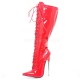 DAGGER Red Plus Size Fetish 7 Inch Metal Heel Lace Up Knee High Boots