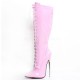 DAGGER Pink Plus Size Fetish 7 Inch Metal Heel Lace Up Knee High Boots