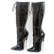 DAGGER Black Patent Plus Size Fetish 7 Inch Metal Heel Lace Up Knee High Boots