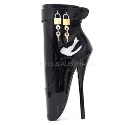 GAGA Black Lockable Ankle Ballet Boots with Twin Padlocks