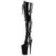 INFINITY Black 9 Inch Heel Thigh High Pole Dance Boots with Buckle