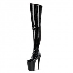 INFINITY Black 9 Inch Heel Thigh High Pole Dance Boots 