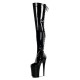 INFINITY Black 9 Inch Heel Back Lace Up Thigh High Pole Dance Boots