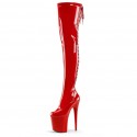 INFINITY Red 9 Inch Heel Back Lace Up Thigh High Pole Dance Boots