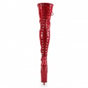 INFINITY Red 9 Inch Heel Back Lace Up Thigh High Pole Dance Boots back view