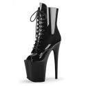 FLAMINGO Black Platform 8 Inch Heel Peep Toe Ankle Boots