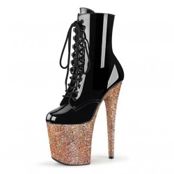 FLAMINGO Black/Glitter Ankle Pole Dance Boots