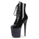 FLAMINGO Black/Black Glitter 8 Inch Platform Heel Ankle Boots