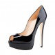 ELLIE Black Peep toe Platform 5 Inch Stiletto Heels