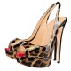 ELLIE Sexy Leopard Peep Toe Slingback 5 Inch Stiletto Heels