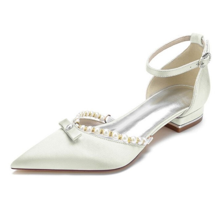 BELLA Ivory 1 Inch Heel Wedding Shoes with Pearl Trim iHeels Australia