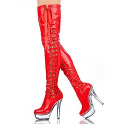 DELIGHT Side Lace Up 6 Inch Thigh High Pole Dance Boots