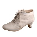 ELLEN Ivory Victorian Ankle Wedding Boots Louis Heel